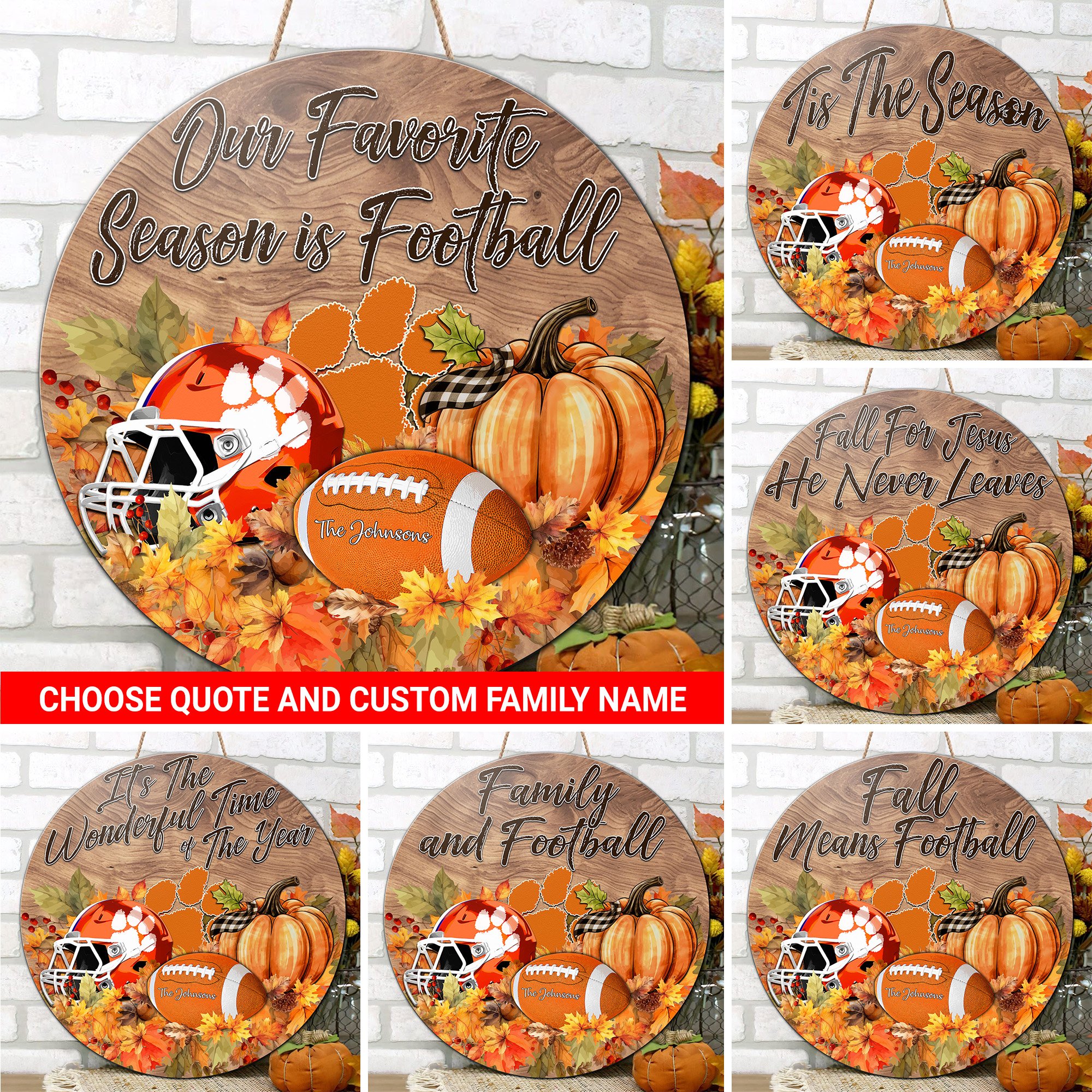 Clemson Tigers Shape Wooden Sign Custom Your Family Name And Choose Your Quotes, Sport Sign, Sport Gifts For Fan, Home Decorations EHIVM-59971